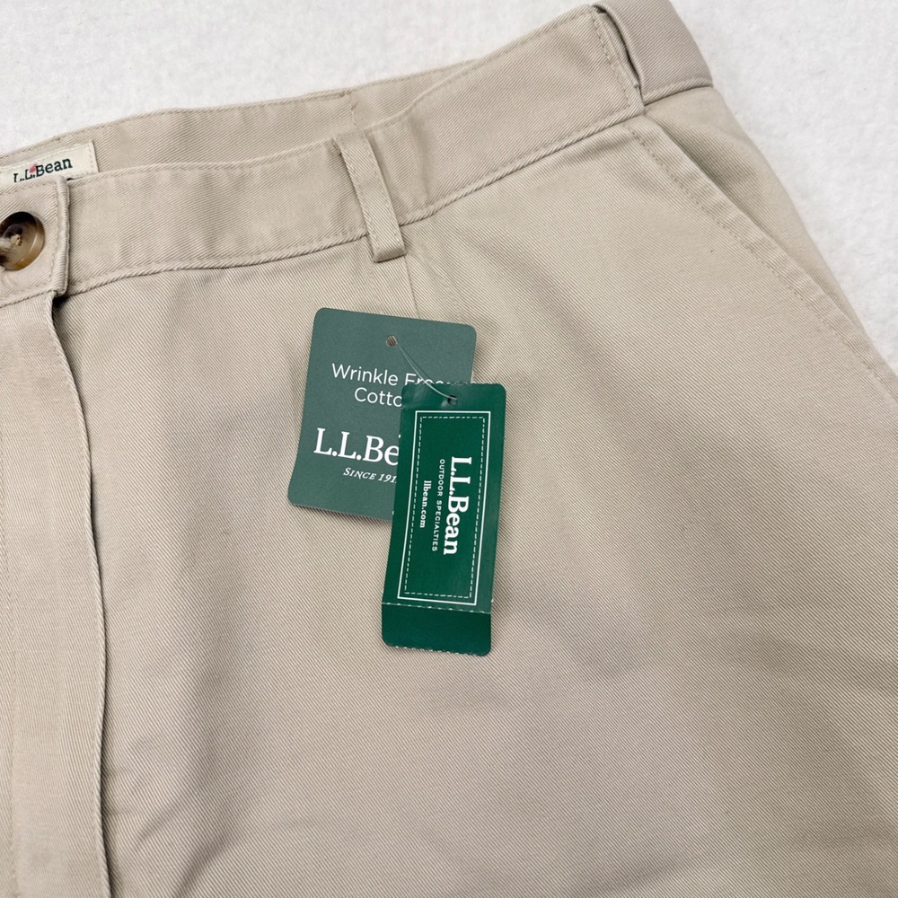 LL Bean Pants Womens Size 16 Tan Khaki Original Fit Straight Leg Casual NEW - Picture 4 of 10
